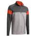 Quarter Zip Golf Pullover Men Slim Fit Performance Wicking Raglan Long Sleeve Mock Neck Sweatshirts Dark Grey/Light Grey/Orange Large