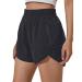 BMJL Women's Running Shorts Elastic High Waisted Shorts Pocket Sporty Workout Shorts Quick Dry Athletic Shorts Pants Medium Black