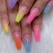 Brishow Coffin False Nails Long Fake Nails Pure Color Ballerina Press on Nails Full Cover Acrylic Stick on Nails for Women and Girls (Colorful)