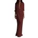 lcziwo Solid Shirts Dress for Women Rolled-Up Long Sleeve Maxi Dresses Slim Comfy Casual Button Up Long Dress Wine XX-Large