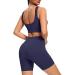 TWFRHC Women's Ribbed Tank Seamless 2-Piece Workout Set | High Waist Gym Outfit Yoga Shorts | Navy Blue, Large - Buy Online on SooperMarket.com
