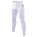 CARGFM Men's Compression Pants Athletic Leggings Active Running Tights Cycling Workout Base Layer Pants 02-white With Pocket Medium