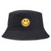 Anroll Unisex Smiling Face Embroidered Bucket Hats Sun Hat for Womens Men Black3