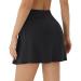 PERSIT Women's High Waisted Pleated Tennis Skirts Golf Running Workout Athletic Skorts with Pockets and Shorts Large Black