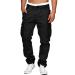 JMIERR Mens Casual Cargo Pants - Cotton Chino Cargo Pants Hiking Outdoor Twill Work Pants with 6 Pockets Large 0black