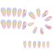 Aflytep Diamond French Wearable Nails Wearable Press on Nails Full Cover Nail Tips Rainbow Small Flower Sticker False Nail Tips