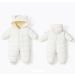 BRONG Baby Snowsuit Winter Coat Hooded Fleece Romper | White 6-9 Months - Buy Online on SooperMarket.com