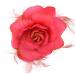 Zac's Alter Ego Glitter Hair Rose with Feathers on Clip & Elastic - Hair Piece or Corsage Bright Pink