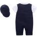 AmzBarley Baby Boys Navy Tuxedo Romper Suit | 18-24 Months | Kids Gentleman Outfit with Shirt, Pants, Vest, and Bowtie - Buy Online on SooperMarket.com