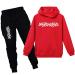 amropi Boy's Tracksuit Pullover Hoodie Jogging Pants Set 2 Pieces Sweatsuit for 2-17 Years 9-10 Years Red Black
