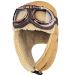 Peicees Vintage Aviator Hat and Goggles Costume Accessories Fur Ear Flaps Trooper Trapper Pilot Cap for Men Women Khaki Hat+copper Frame/Clear Lens