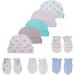 Baby Hat and Mittens Set Newborn - 100% Cotton Baby Caps & Gloves for Boys and Girls 0-6 Months, Color5 - Buy Online on SooperMarket.com
