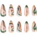 Justotry 24 Pcs Wavy Almond Short False Nails - Gold and Teal French Press On Nails | Trendy Fake Nails with Nail Glue | Nude Oval Medium Stick On Nails for Women - Buy Online on SooperMarket.com
