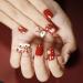 Brishow christmas artificial nails Christmas tree snow press on nails moose nails to stick on short red false nails 24 pieces for women and girls (1)