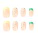 French Tip Press On Nails Short with White Flower Design | Yellow Green French False Nails | Spring Acrylic Stick On Nails for Women - Buy Online on SooperMarket.com