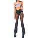 Anlaey Rave Mesh Sheer Dance Pants Sparkly Sequin Flared Bell Bottom Pants High Waist Festival Clubwear Outfits for Women 1 Pair Black Small