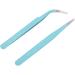 Stainless Steel Nail Art Tweezers Anti Static Straight Curved Head Accurate Manicure Picking Rhinestone Metal Accessory Pick Up Durable and Exquisite (Blue) - Buy Online on SooperMarket.com