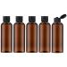TOUREAL 100ML Bernstein travel bottles set with flip cap (5 pieces) empty donor plastic bottle set filling bottles for cosmetics with funnel (brown)