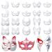 50 Pcs DIY Unpainted Masquerade Mask Paper Mache Mask DIY Full Face Mask White Craft Mask Blank Mask Cat Mask to Decorate for Art Party Opera Masquerade Cosplay Dance Halloween Christmas 10 Styles