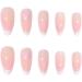 24Pcs French False Nails White Tip - Medium Length Almond Pink Press on Nails with Ballet Heart Design - Buy Online on SooperMarket.com