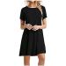 BAGELISE Women's Swing Loose T-Shirt Fit Comfy Casual Flowy Cute Swing Tunic Dress XX-Large A1-black