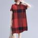 Red Plaid Print Knee-Length Summer Dress with Pockets - XX-Large - Buy Online on SooperMarket.com