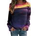 Women Long Sleeve Sweatshirt Tie Dye Round Neck Pullover Blouse Shirts Casual Lightweight Loose Fit Sweatshirt Medium C- Purple