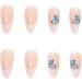 Justotry 24 Pcs Butterfly Almond Short False Nails | Milky White French Press on Nails | Nude Fake Nails with Nail Glue | Stiletto Medium Stick on Nails for Women - Buy Online on SooperMarket.com