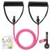 RitFit Single Resistance Exercise Band with Comfortable Handles - Ideal for Physical Therapy, Strength Training, Muscle Toning - Door Anchor and Starter Guide Included Rose Pink(10-15lbs)
