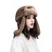 MioCloth Faux Fur Hat Winter Earflap Hat Russian Ushanka Hat Fur Lined Earflap Winter Cap Brown
