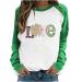 St Patrick's Day Shirts for Women Crewneck Sweatshirts Splice Long Sleeve Blouse Clover Gnome Graphic Tees Irish Girls St. Patrick's Day Sweatshirts-green Small
