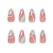 RikView Medium French Fake Nails Almond Green & White Swirls Design - Acrylic Nail Set - Buy Online on SooperMarket.com