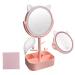 Nonebranded Vanity Mirror with Lights & Desk Mirror Lights Touch-Screen Light Control Portable High Definition Cosmetic Lighted Up Mirror with USB Port in 360 Degree Rotation(Pink)