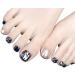 24pcs Fake Toenails with Glue Glitter False Toe Nail Tips For Women Full Cover Press On Toenails Art Pedicure Stick On Toenails for Women Fake Toe Nails for Big Toes Blue - Buy Online on SooperMarket.com
