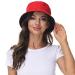 Women Reversible Bucket Hat Summer Beach hat Outdoor Cap Black-red