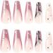 24pcs Long Coffin Shaped Ballet Fake Nails with Rhinestone Butterfly Pattern Design French Fake Nails for Women and Girls Nail Tips 19 - Buy Online on SooperMarket.com
