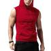 Babioboa Men's Workout Hooded Tank Tops Sleeveless Gym Hoodies Bodybuilding Muscle Cut Off T-Shirts Cherry Red X-Large