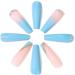 Brishow Coffin False Nails - Long Blue Flower Fake Nails | 24pcs Ballerina Acrylic Stick on Nails for Women and Girls - Buy Online on SooperMarket.com