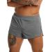 Ouber Men's Running Shorts with Liner 2'' Workout Shorts Bodybuilding Side Split Mesh Gym Shorts Grey Large