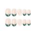 24Pc Short Glossy Almond Design Press on Nails - French Green False Nails Kit with Glue - Oval Green White Nail Tips - Buy Online on SooperMarket.com