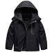 CREATMO US Boy's Waterproof Ski Jacket Warm Winter Fleece Snow Coat Windproof Snowboarding Rain Jacket 8-9 Years Black