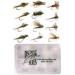 DiscountFlies Terrestrial Dry Fly Fishing Flies Fishing Kit w/Fly Box & 12 Dry Flies for Trout Fishing Realistic and Effective Fly Fishing Gear Trout Flies for Fly Fishing on Strong Sharp Hooks Most Effective Dozen Trout Flies