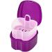 Denture Case Orthodontic Dental Retainer Box False Teeth Storage Container Dentures Container with Filter for Home & Travel Purple