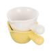 MAGICLULU 2pcs Long Handle Bowl Soy Bowl Gravy Snack Bowl Coffee Steaming Snack Dish Ceramic Condiment Container Milk Sauce Serving Pitcher Coffee Dip Heart-Shaped Ceramics Snack Plate White