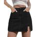 luvamia Skorts Skirts for Women Denim Mini Skirt Side Slit with High Waisted Jean Shorts Stretchy Medium B Soft Black