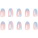 Wavy Almond Sky Blue French Press On Nails - 24 Pcs Short False Nails with Nail Glue for Women | Striped Fake Nails for Nail Art - Buy Online on SooperMarket.com