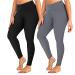 YOLIX 2 Pack Plus Size Leggings with Pockets for Women 2X 3X 4X High Waisted Black Workout Leggings No Pocket XX-Large Black/ Grey