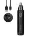 Electric Nose Hair Trimmer USB Rechargeable Professional Painless Eyebrow and Facial Hair Trimmer for Men and Women Double Edged Blade Washable for Easy Cleaning (Black)