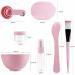 Facial Care Mask Mixing Tool Sets Bowl Stick Brush Gauge Cleaning Mat 9 in 1 Set Pink - Buy Online on SooperMarket.com