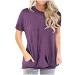 Short Sleeve Shirts for Women Light Casual T Shirts Loose Fit Summer Tops Simple Solid Color Blouse with Pocket XX-Large Purple